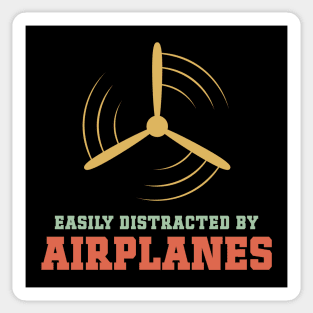 Easily Distracted by Airplanes Funny Aviation Saying Sticker